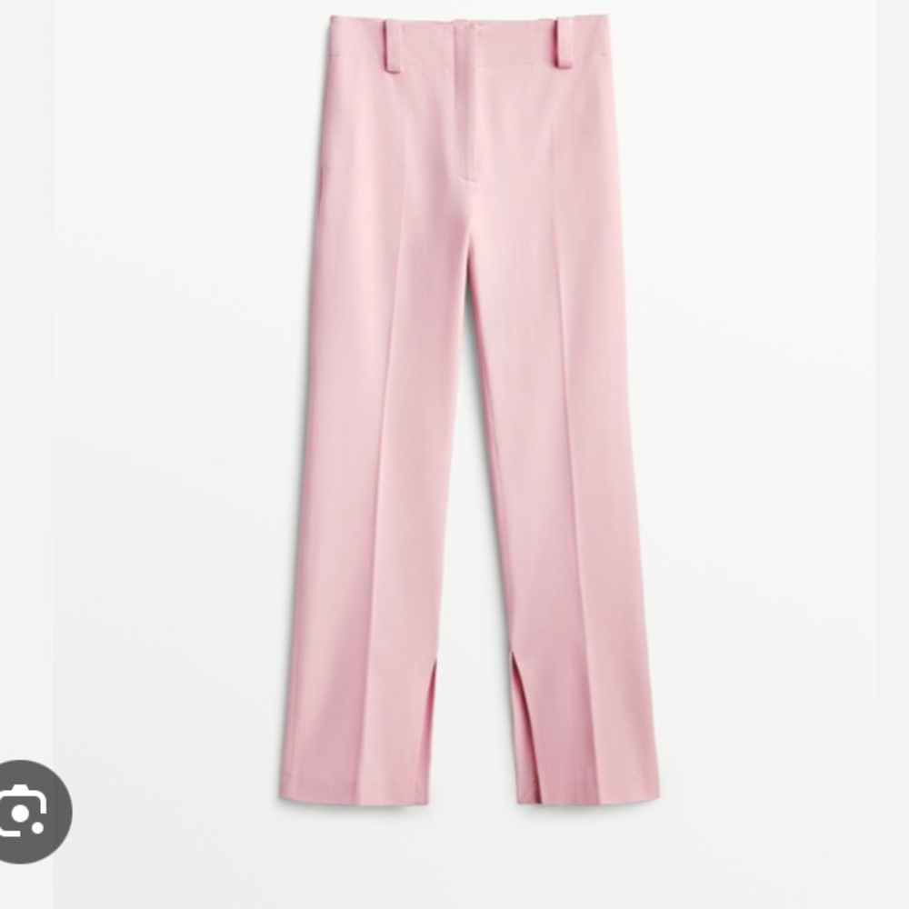 MASSIMO DUTTI STUDIO NWT WOOL & COTTON HIGH WAIST SLIT ANKLE STRUCTURED PANTS - Picture 2 of 12